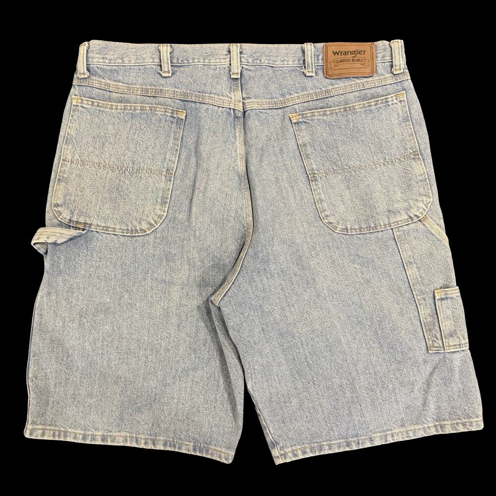Wrangler Classic Blues Carpenter Denim Shorts Mens 38 Light Wash Utility